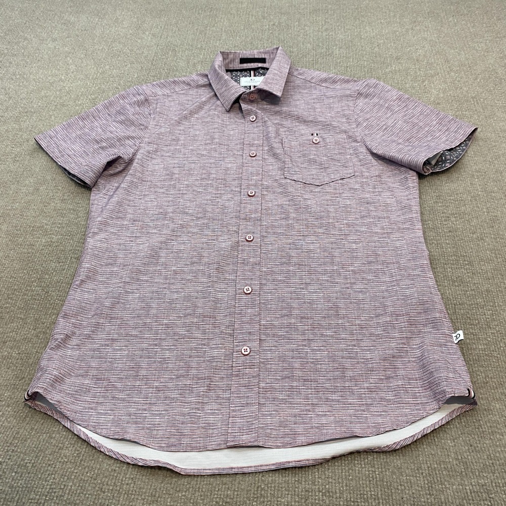 7 Diamonds Shirt Mens Small Pink Stripe Liberty 4-Way Stretch Short Sleeve